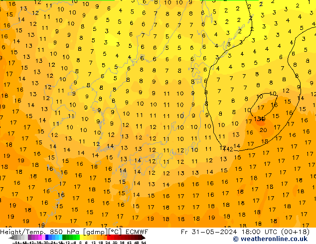 Z500/Regen(+SLP)/Z850 ECMWF vr 31.05.2024 18 UTC