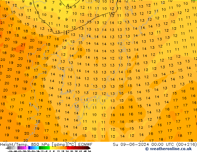 Z500/Rain (+SLP)/Z850 ECMWF Su 09.06.2024 00 UTC