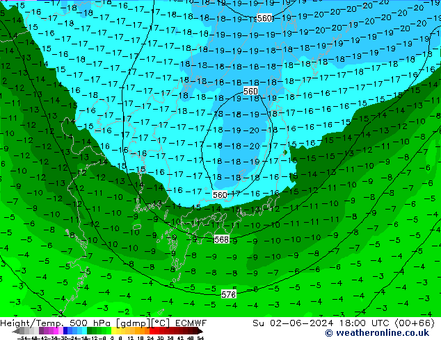 Z500/Rain (+SLP)/Z850 ECMWF nie. 02.06.2024 18 UTC