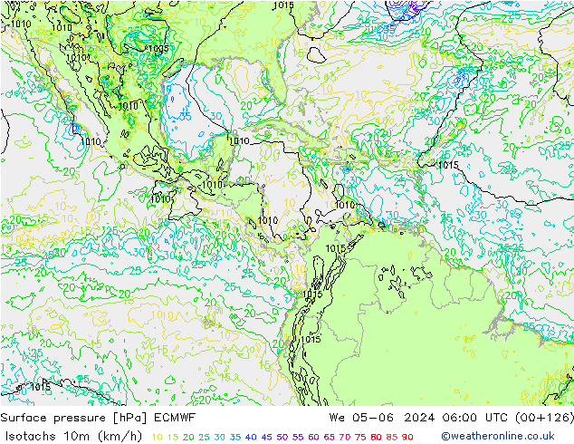 Isotachs (kph) ECMWF  05.06.2024 06 UTC