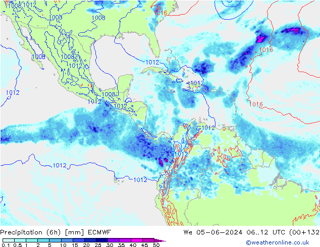 Z500/Yağmur (+YB)/Z850 ECMWF Çar 05.06.2024 12 UTC