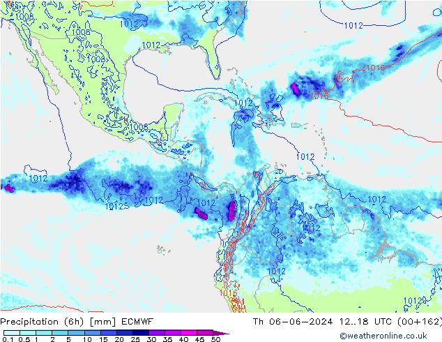 Z500/Rain (+SLP)/Z850 ECMWF Čt 06.06.2024 18 UTC
