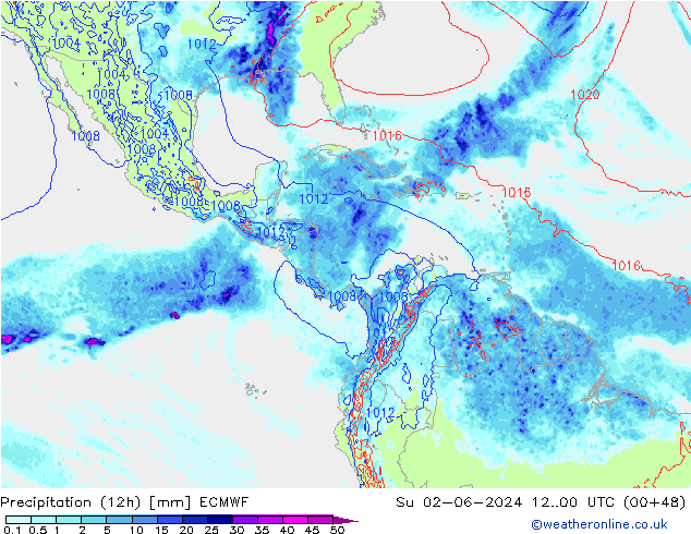 Précipitation (12h) ECMWF dim 02.06.2024 00 UTC