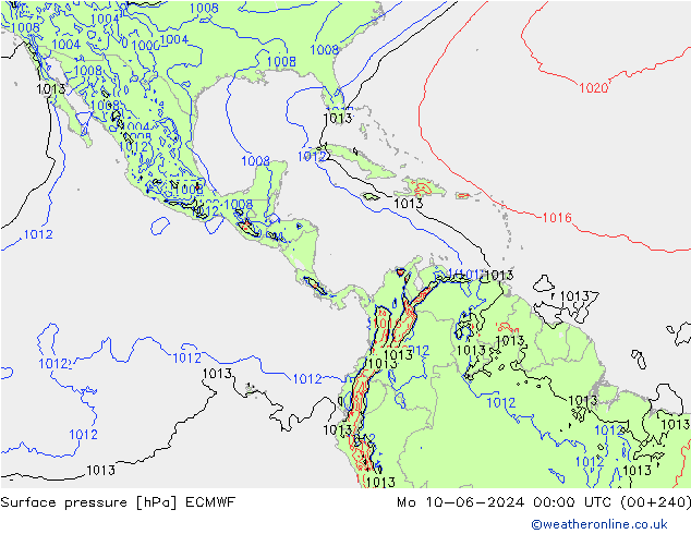 приземное давление ECMWF пн 10.06.2024 00 UTC