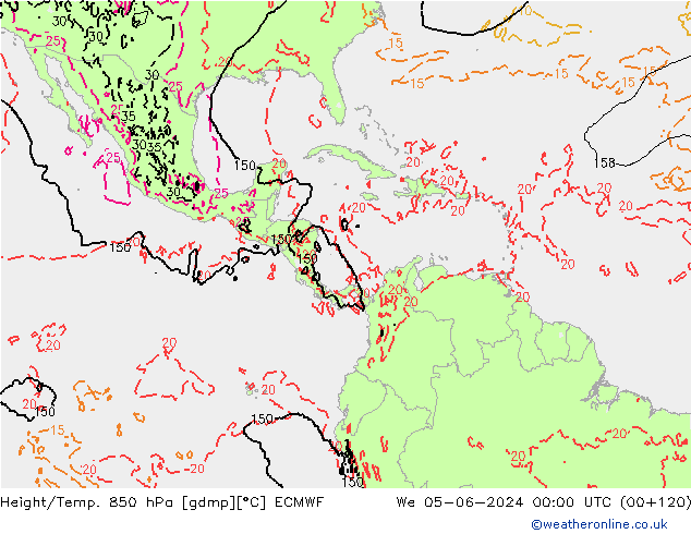 Z500/Yağmur (+YB)/Z850 ECMWF Çar 05.06.2024 00 UTC