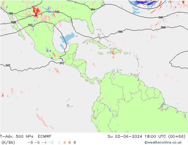 T-Adv. 500 hPa ECMWF So 02.06.2024 18 UTC