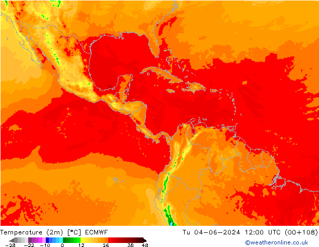 Sıcaklık Haritası (2m) ECMWF Sa 04.06.2024 12 UTC