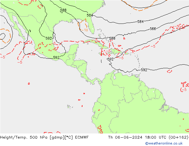 Z500/Rain (+SLP)/Z850 ECMWF Čt 06.06.2024 18 UTC