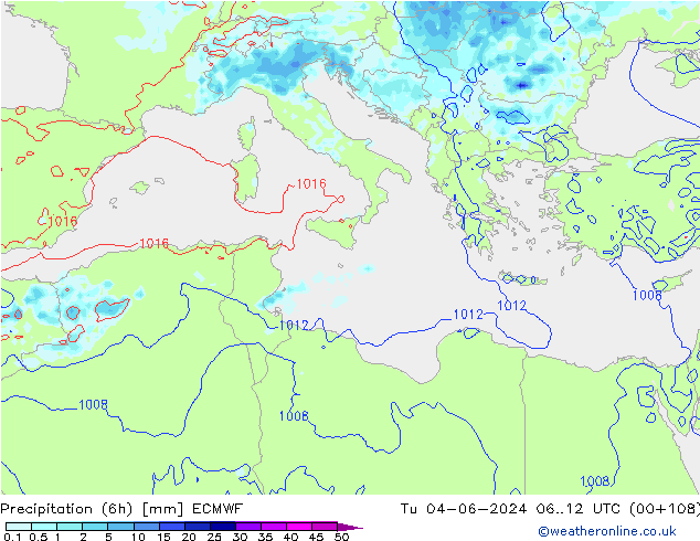 Z500/Rain (+SLP)/Z850 ECMWF вт 04.06.2024 12 UTC
