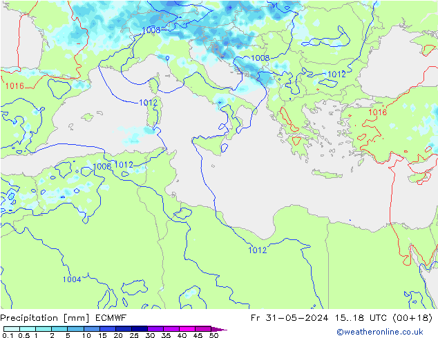 Srážky ECMWF Pá 31.05.2024 18 UTC