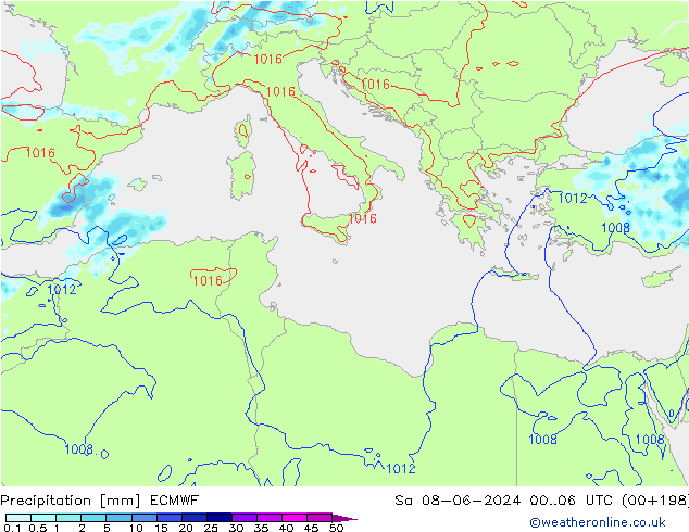 Precipitación ECMWF sáb 08.06.2024 06 UTC
