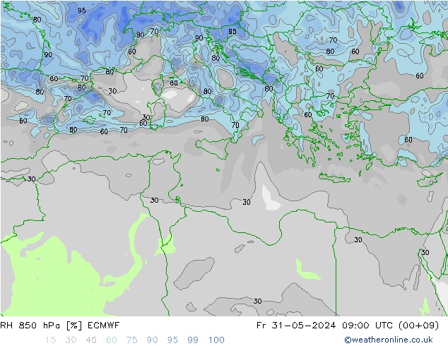 RH 850 hPa ECMWF  31.05.2024 09 UTC