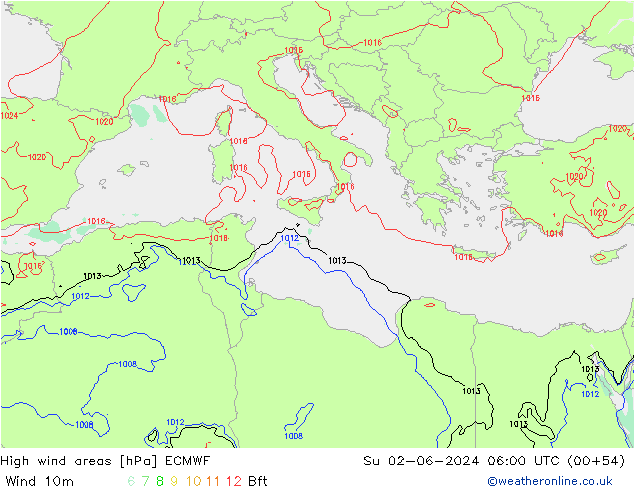 Windvelden ECMWF zo 02.06.2024 06 UTC