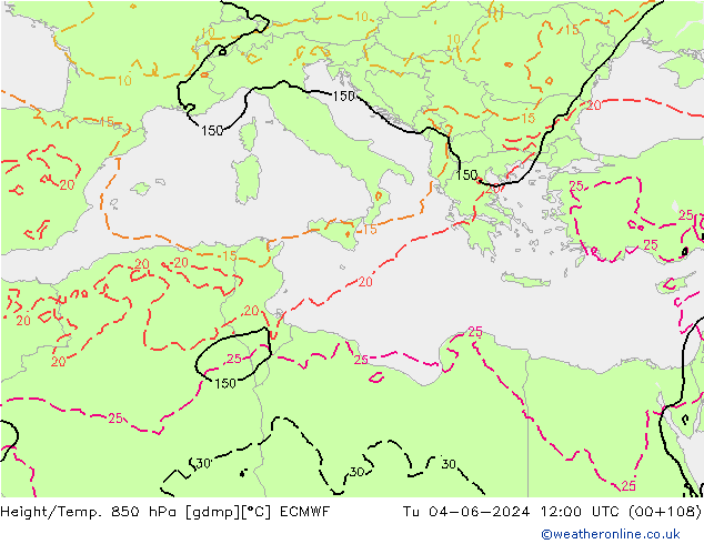 Z500/Rain (+SLP)/Z850 ECMWF вт 04.06.2024 12 UTC