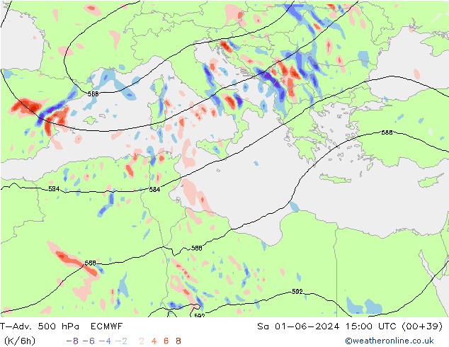 T-Adv. 500 hPa ECMWF Cts 01.06.2024 15 UTC