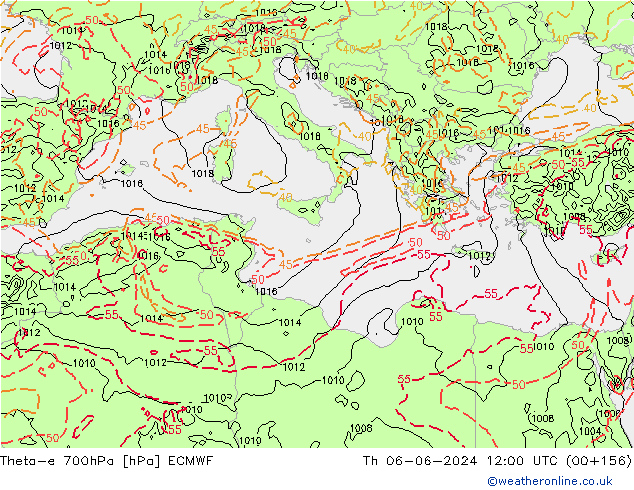 Theta-e 700hPa ECMWF jeu 06.06.2024 12 UTC