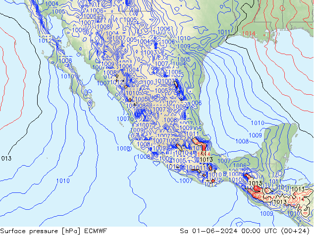 Presión superficial ECMWF sáb 01.06.2024 00 UTC