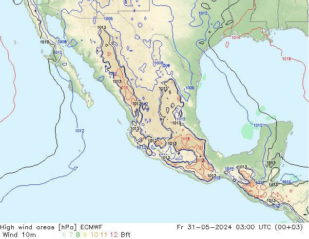 High wind areas ECMWF Fr 31.05.2024 03 UTC