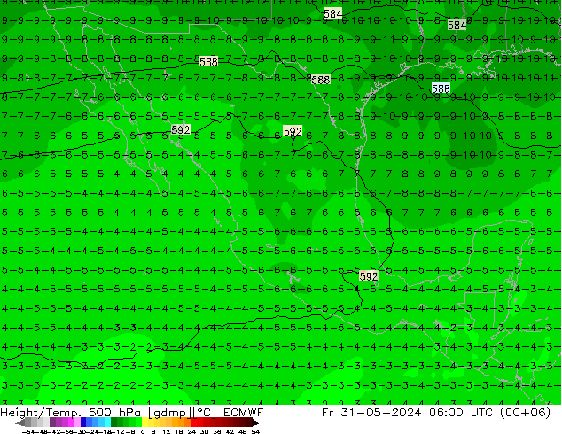 Z500/Yağmur (+YB)/Z850 ECMWF Cu 31.05.2024 06 UTC