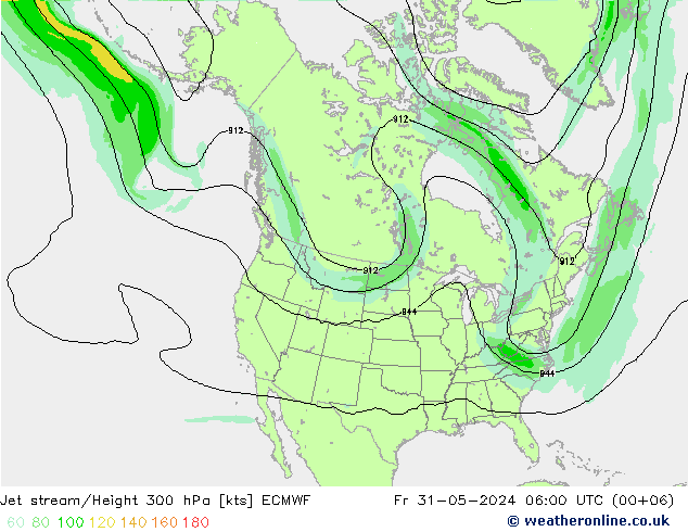 Jet stream/Height 300 hPa ECMWF Fr 31.05.2024 06 UTC