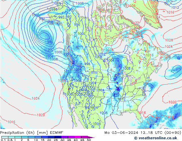 Z500/Yağmur (+YB)/Z850 ECMWF Pzt 03.06.2024 18 UTC