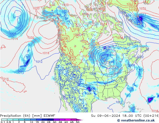 Z500/Rain (+SLP)/Z850 ECMWF dom 09.06.2024 00 UTC