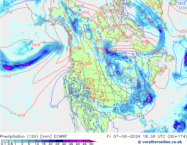 Nied. akkumuliert (12Std) ECMWF Fr 07.06.2024 06 UTC