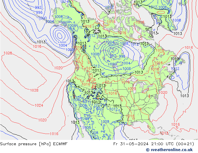 Surface pressure ECMWF Fr 31.05.2024 21 UTC