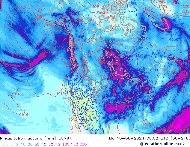 Nied. akkumuliert ECMWF Mo 10.06.2024 00 UTC