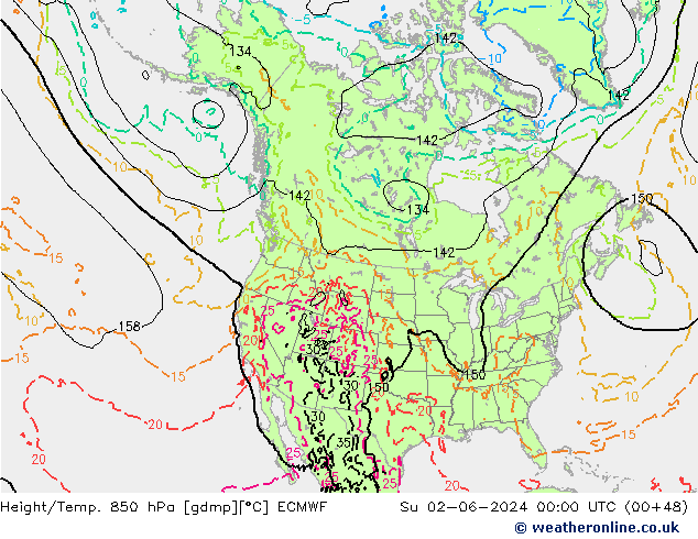 Z500/Rain (+SLP)/Z850 ECMWF dim 02.06.2024 00 UTC