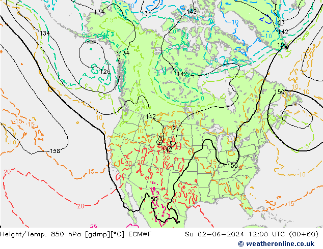 Z500/Rain (+SLP)/Z850 ECMWF dom 02.06.2024 12 UTC