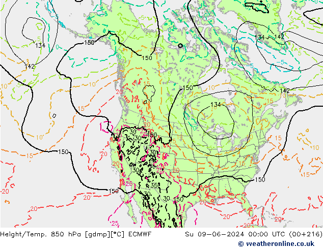 Z500/Rain (+SLP)/Z850 ECMWF dom 09.06.2024 00 UTC