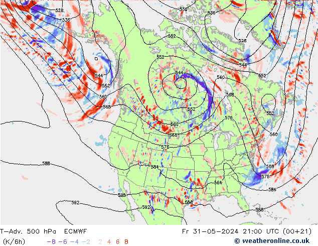 T-Adv. 500 hPa ECMWF ven 31.05.2024 21 UTC