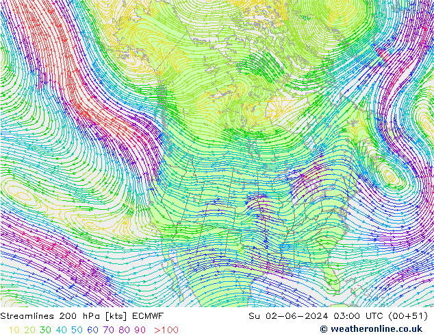 ветер 200 гПа ECMWF Вс 02.06.2024 03 UTC