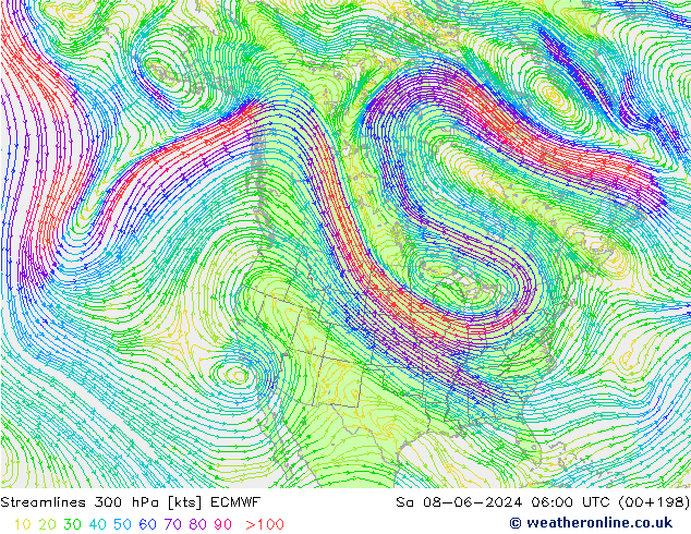 ветер 300 гПа ECMWF сб 08.06.2024 06 UTC