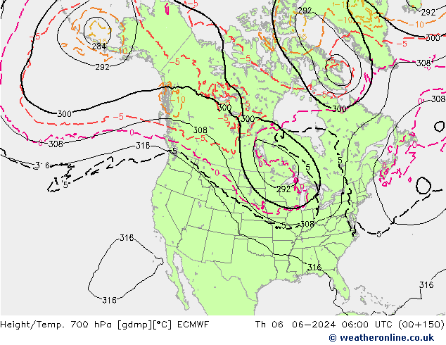 Height/Temp. 700 гПа ECMWF чт 06.06.2024 06 UTC