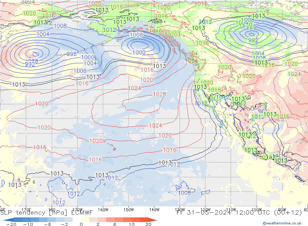 Tendencia de presión ECMWF vie 31.05.2024 12 UTC