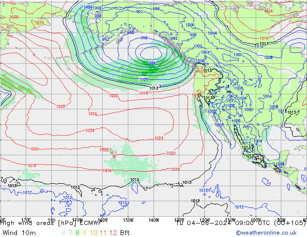 Windvelden ECMWF di 04.06.2024 09 UTC