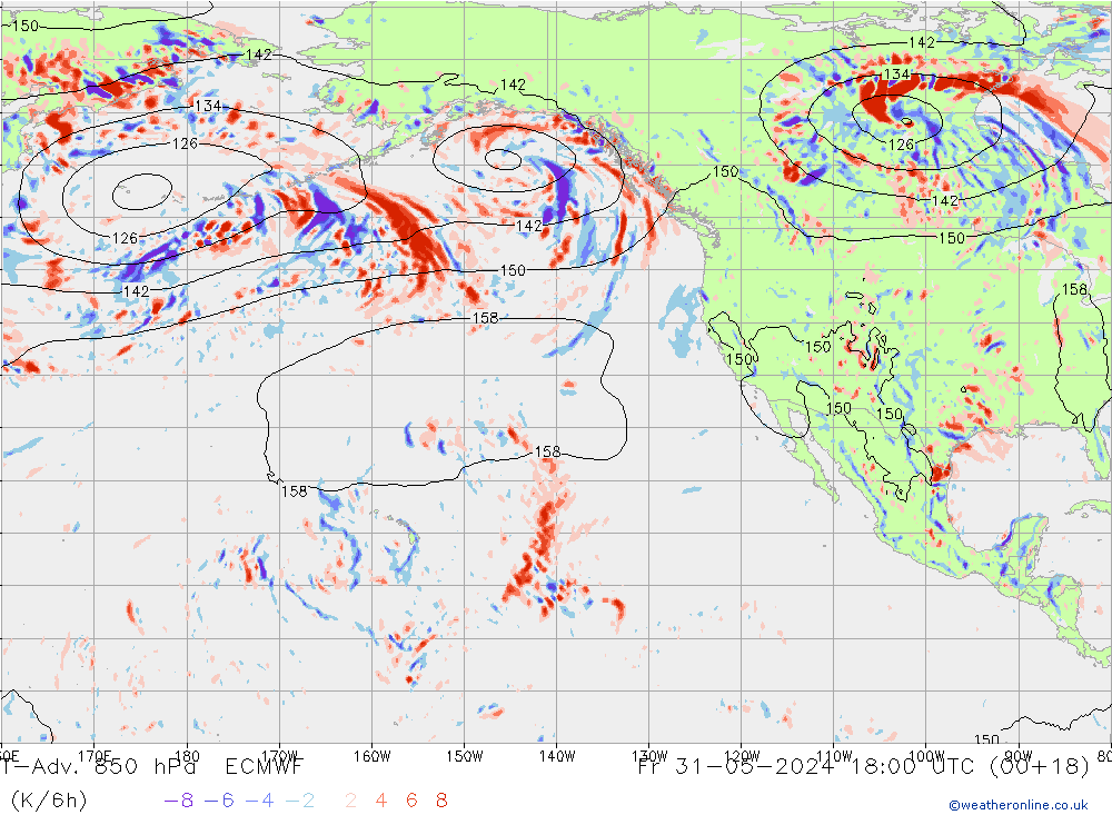 T-Adv. 850 hPa ECMWF Fr 31.05.2024 18 UTC