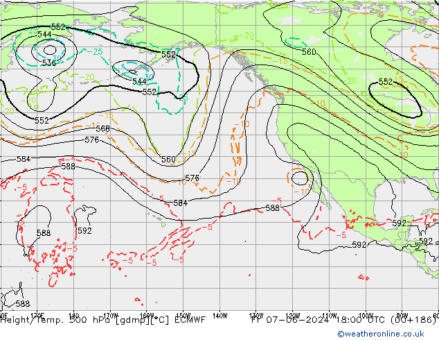 Z500/Rain (+SLP)/Z850 ECMWF Fr 07.06.2024 18 UTC