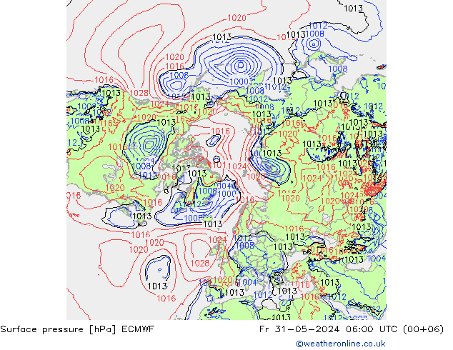 pression de l'air ECMWF ven 31.05.2024 06 UTC