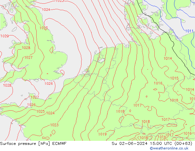 pression de l'air ECMWF dim 02.06.2024 15 UTC