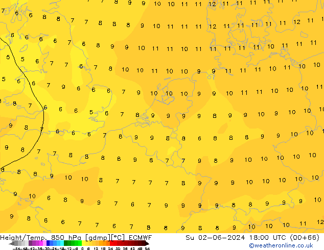 Z500/Rain (+SLP)/Z850 ECMWF Вс 02.06.2024 18 UTC