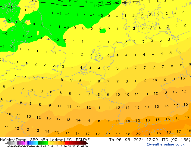 Z500/Rain (+SLP)/Z850 ECMWF Th 06.06.2024 12 UTC