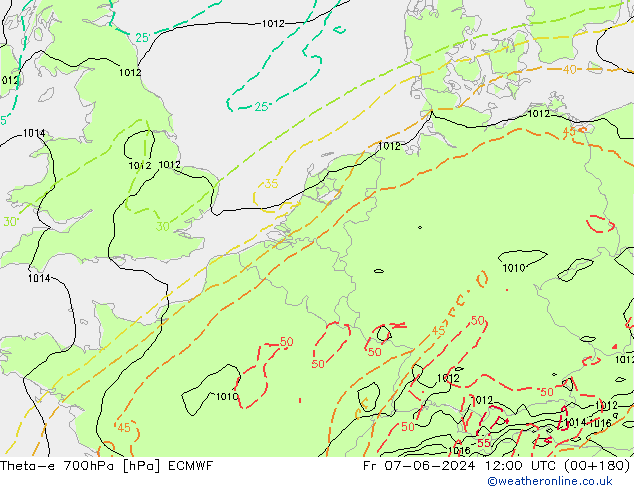 Theta-e 700hPa ECMWF  07.06.2024 12 UTC