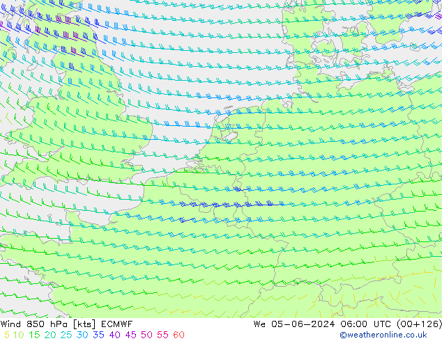 Wind 850 hPa ECMWF St 05.06.2024 06 UTC