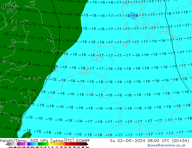 Height/Temp. 500 hPa ECMWF Ne 02.06.2024 06 UTC