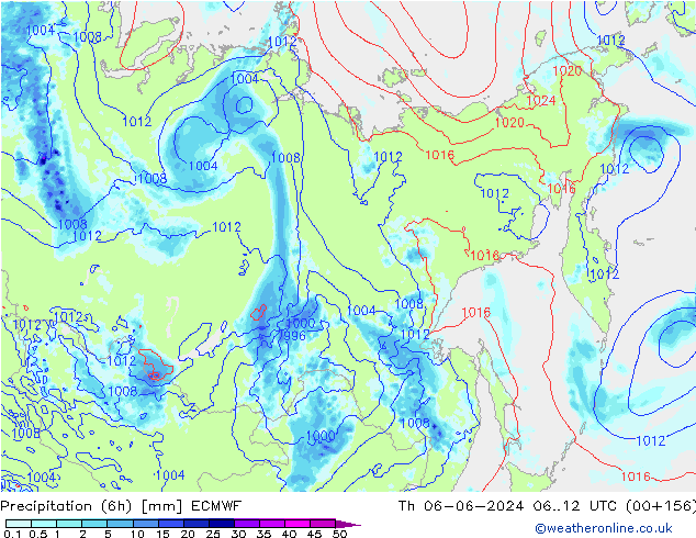 Z500/Rain (+SLP)/Z850 ECMWF Do 06.06.2024 12 UTC