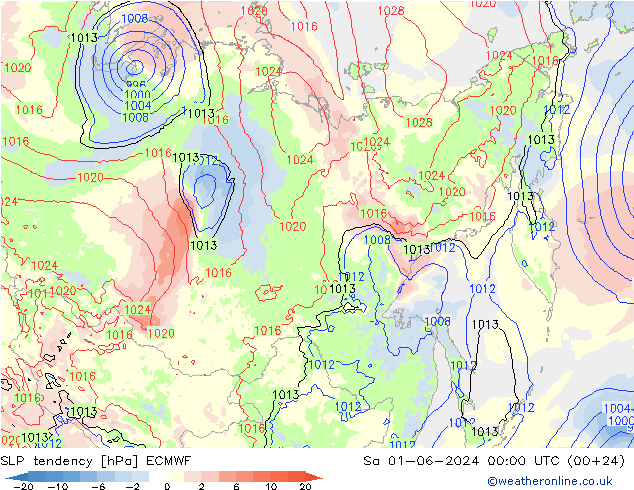 SLP tendency ECMWF So 01.06.2024 00 UTC