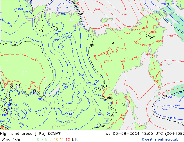 High wind areas ECMWF ср 05.06.2024 18 UTC